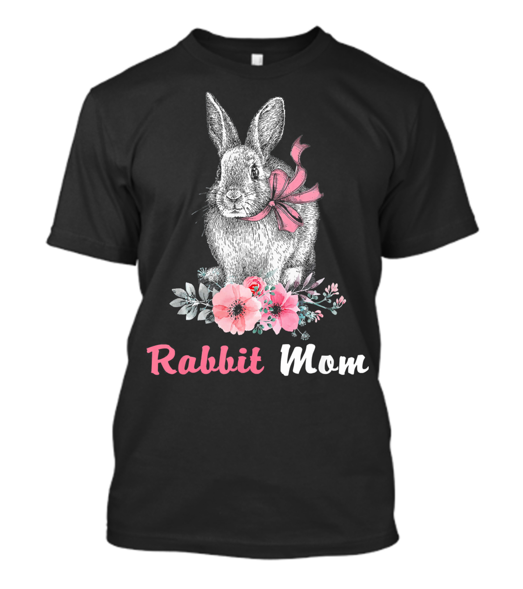 Rabbit Mom Bunny Lover With Floral Accents T-Shirt