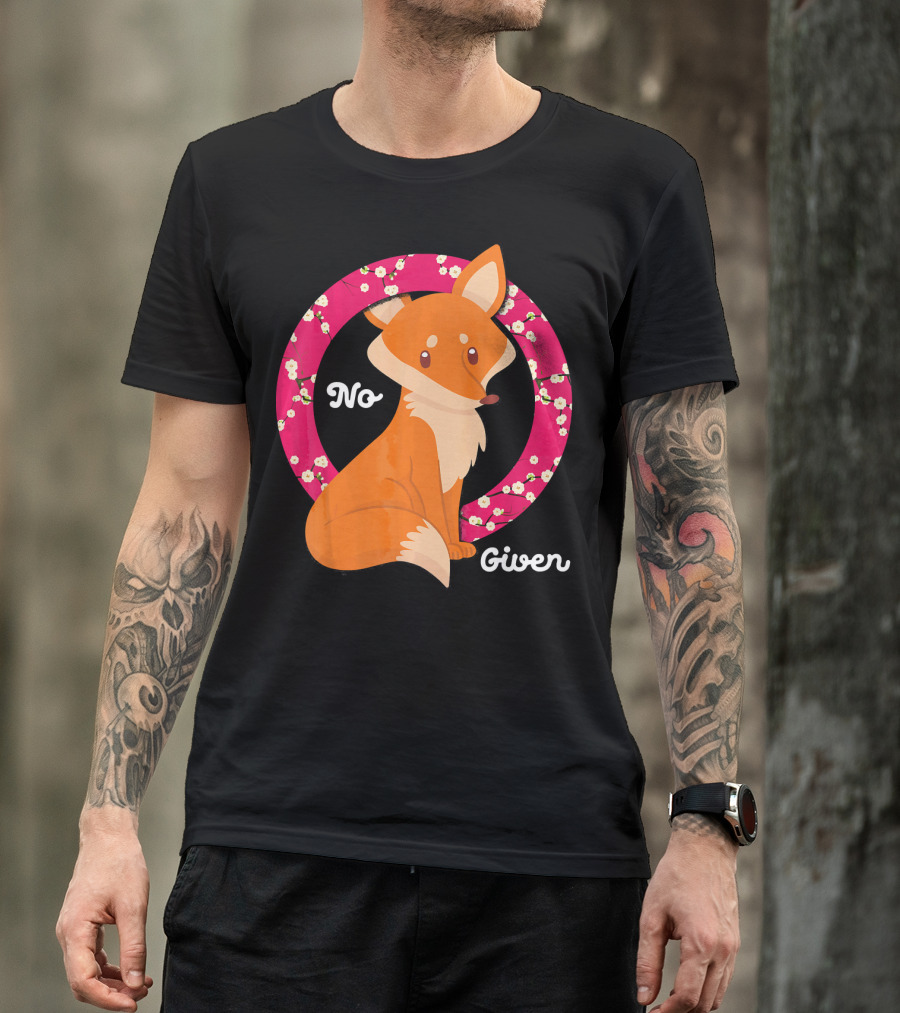 Sassy No Fox Given Pretty Cute Sarcasm Fox Floral Circle T-Shirt