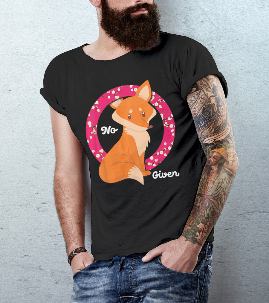 Sassy No Fox Given Pretty Cute Sarcasm Fox Floral Circle T-Shirt