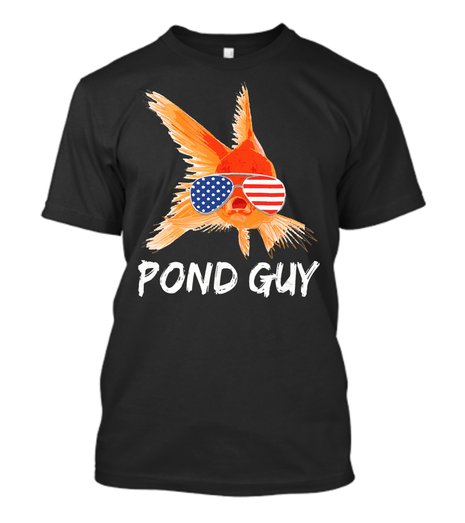 Pond Guy Goldfish With American Flag Sunglasses T-Shirt