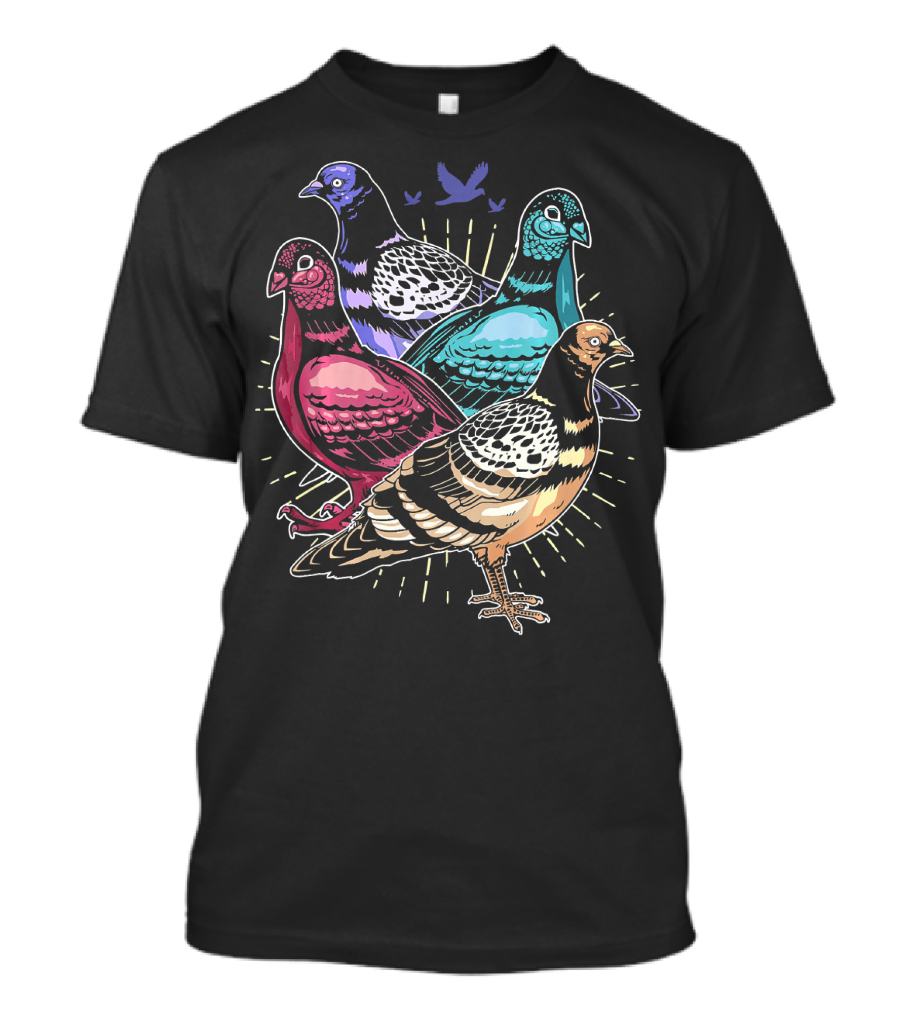 Pigeon Squad Team Colorful Bird Group T-Shirt