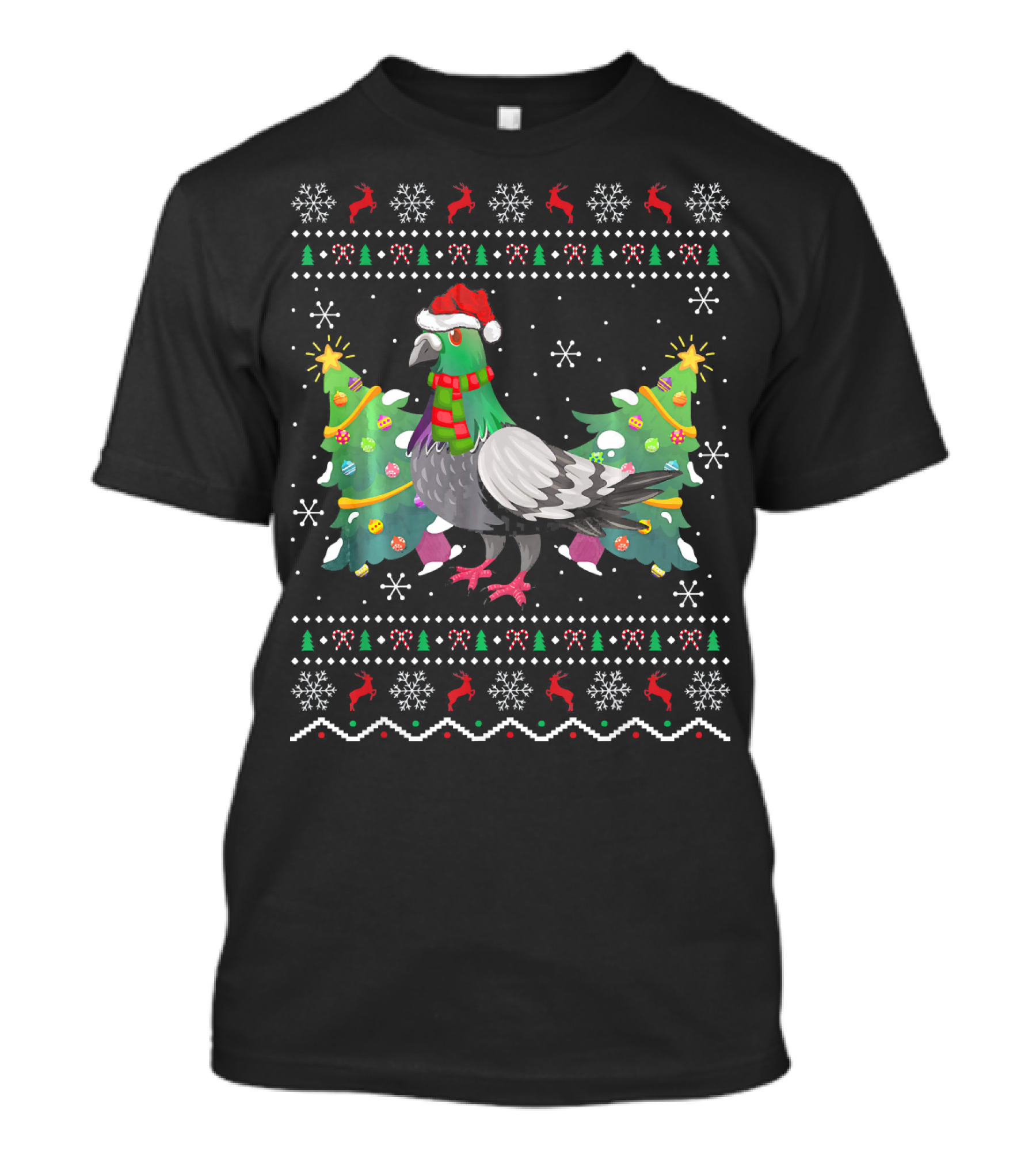 Pigeon Xmas Ugly Sweater Festive Christmas Tree T-Shirt