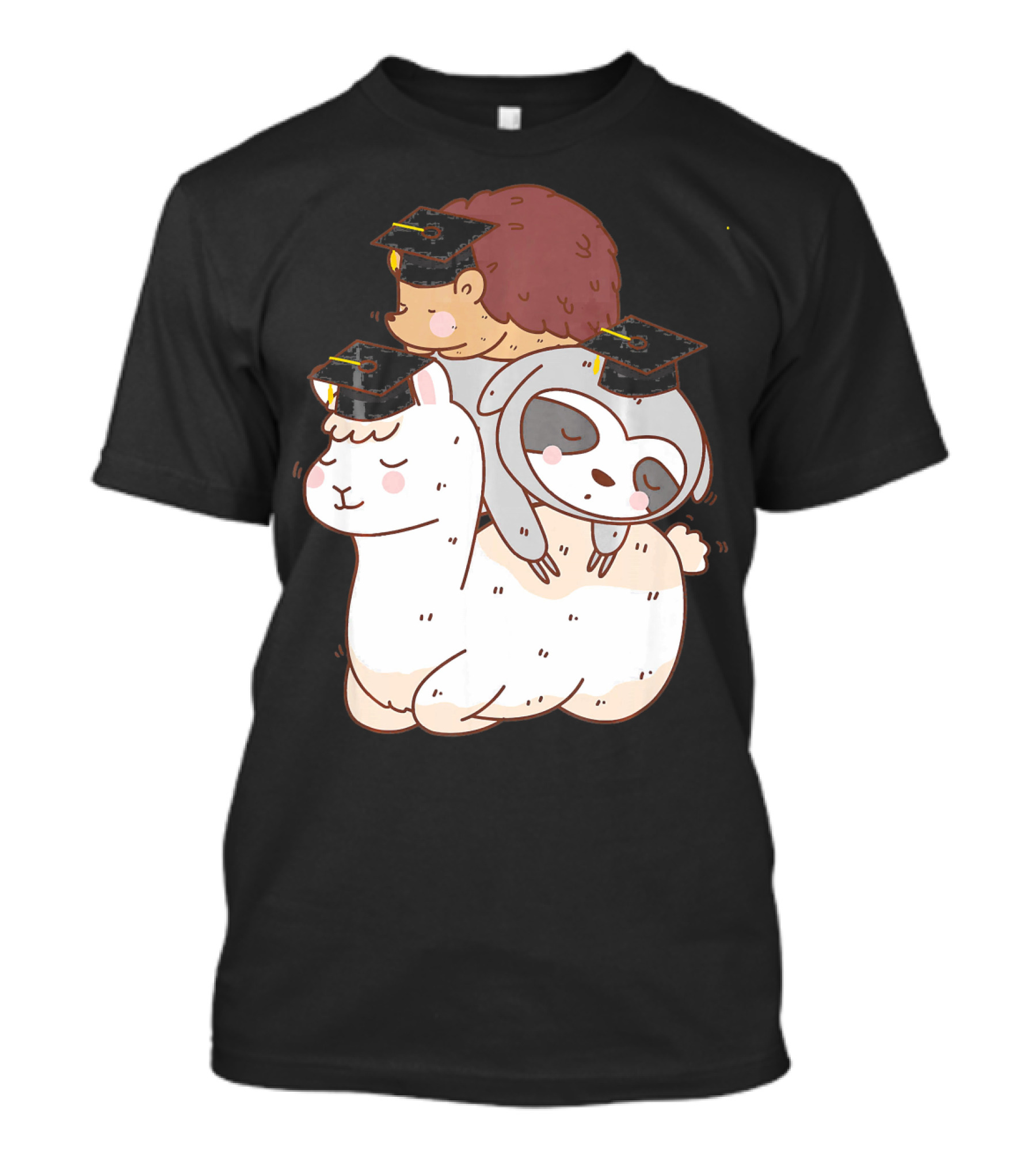 Llama Hedgehog Sloth Graduation Trio With Caps T-Shirt