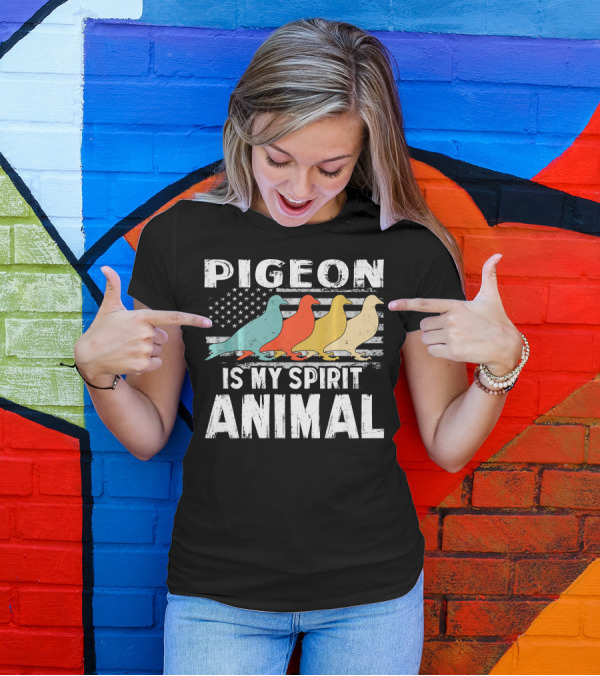 Pigeon Is My Spirit Animal Vintage American Flag T-Shirt