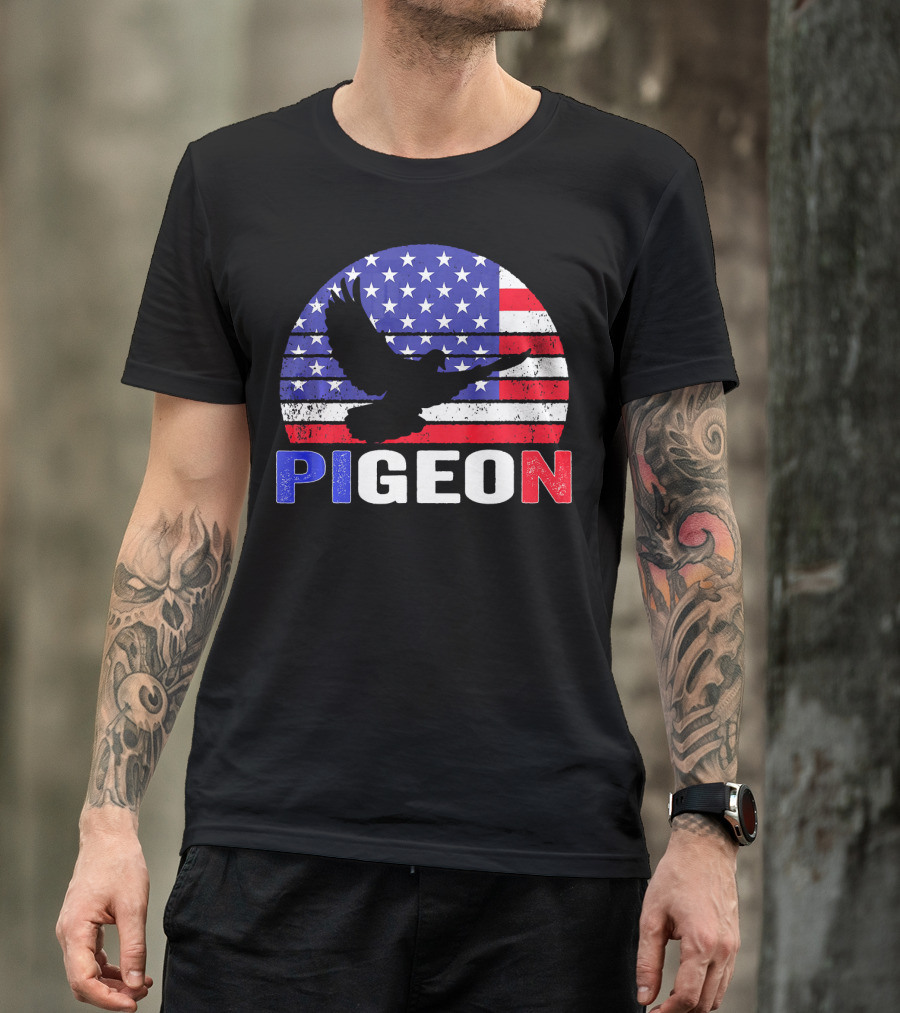 Pigeon American Flag Independence Day T-Shirt