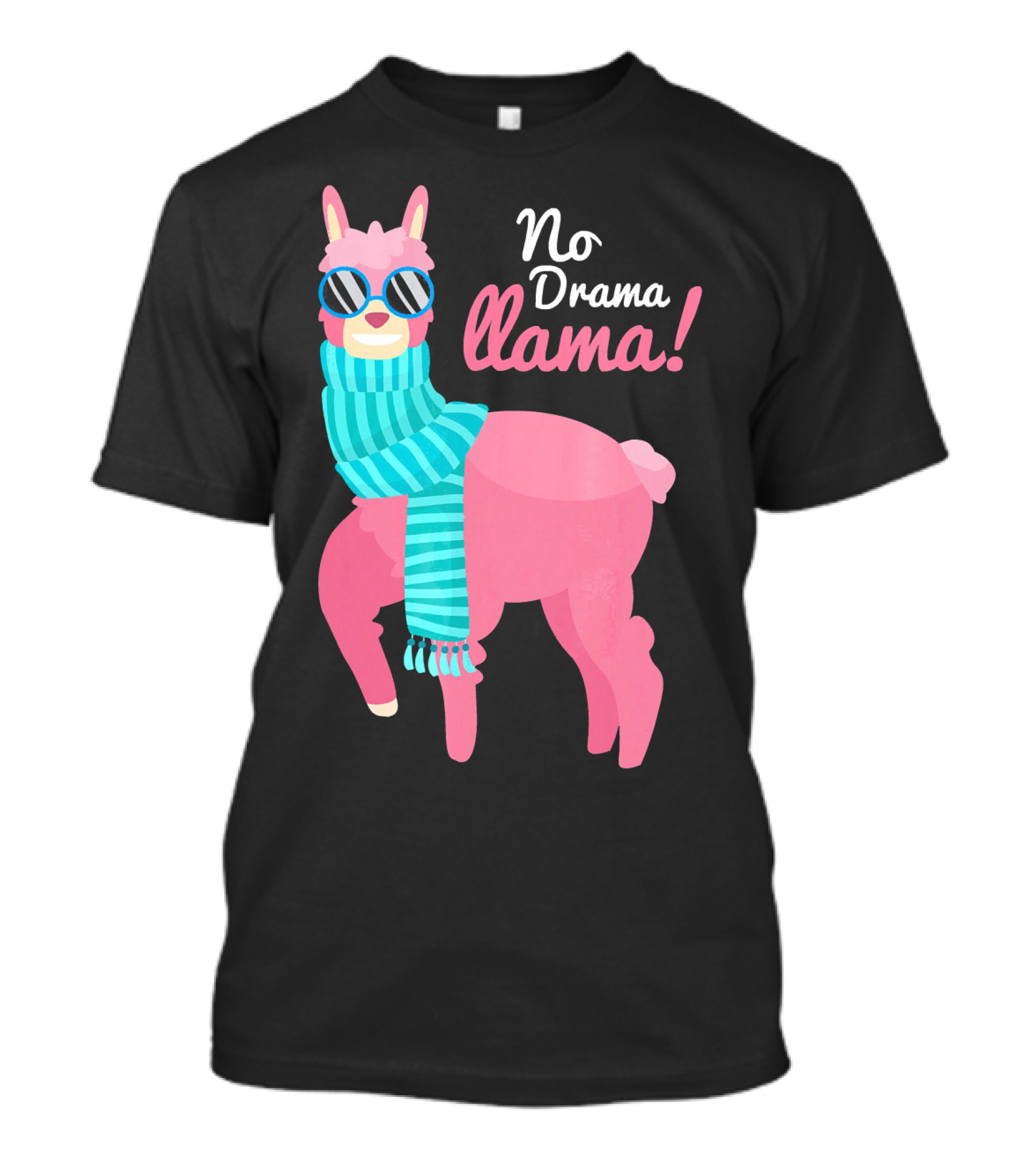 No Drama Llama Pink Llama With Sunglasses And Scarf T-Shirt