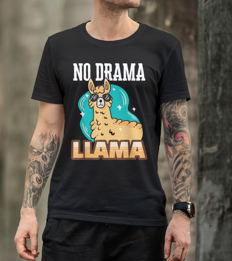 No Drama Llama Cool Sunglasses Alpaca T-Shirt