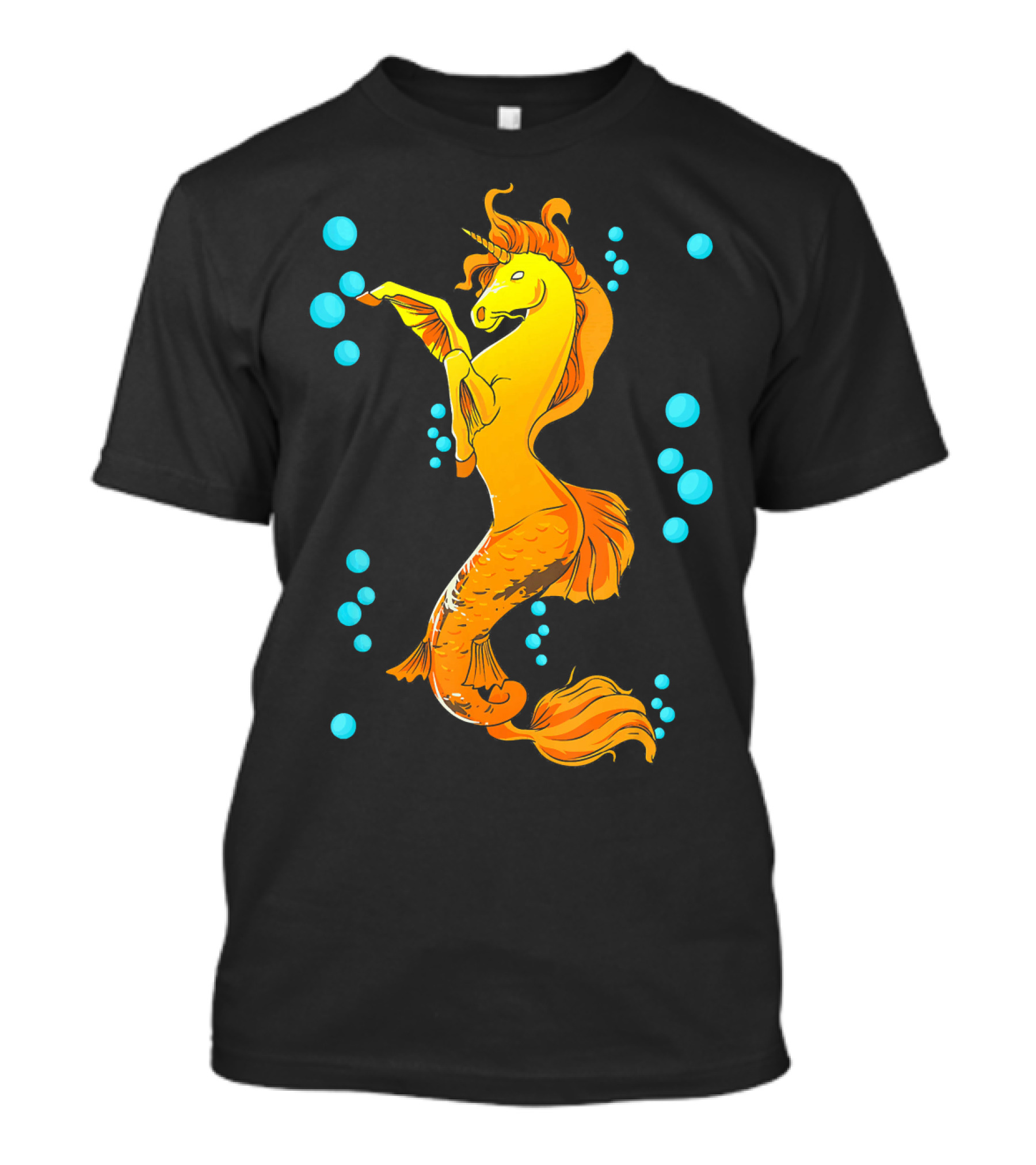 Magical Unicorn Koi Fish Creature With Bubbles T-Shirt