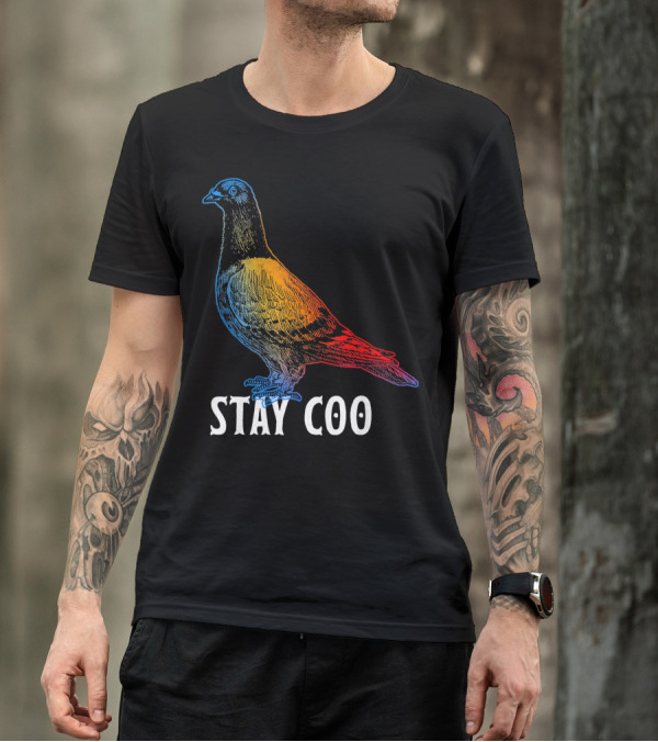 Stay Coo Funny Love Pigeon Rainbow T-Shirt