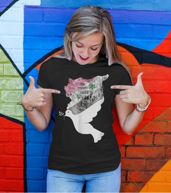 Syria Syrian Flag Peace Dove Map Icon With Olive Branch T-Shirt