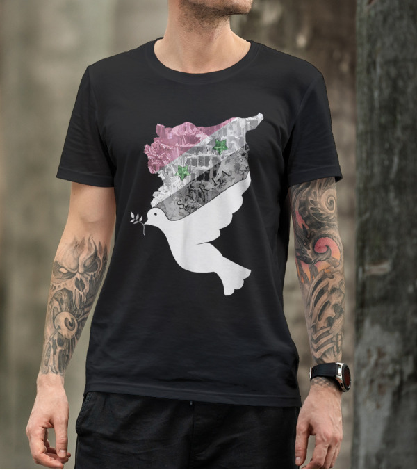 Syria Syrian Flag Peace Dove Map Icon With Olive Branch T-Shirt