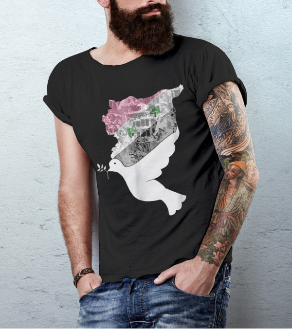 Syria Syrian Flag Peace Dove Map Icon With Olive Branch T-Shirt