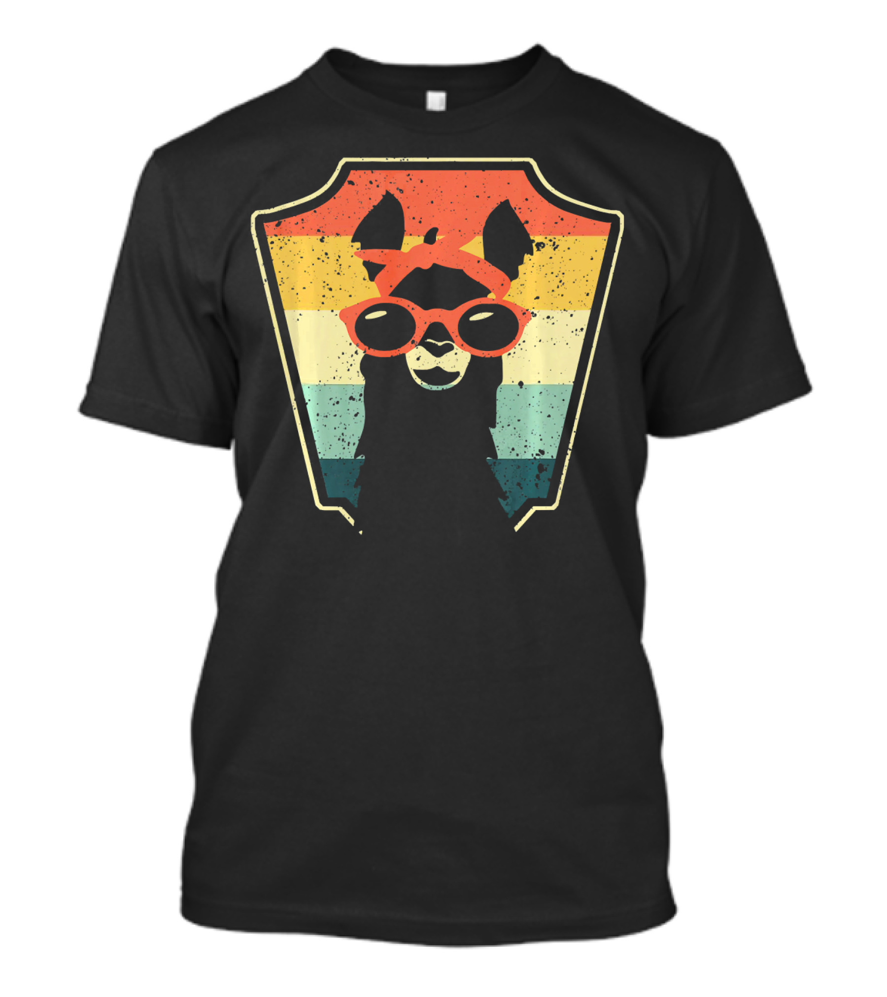 Retro Llama I Lama Alpaca Vintage Sunglasses Rainbow T-Shirt