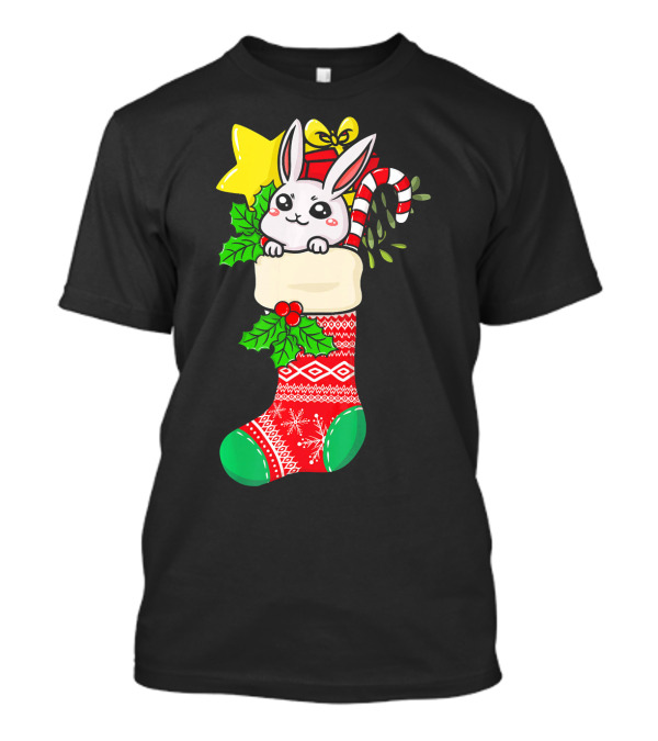Rabbit Christmas Bunny Lover Festive Stocking T-Shirt