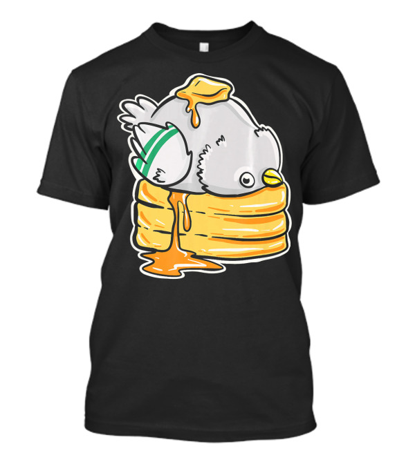 Pigeon Pancake Cute Ringdove Flapjacks Syrup Stack Bird Charm T-Shirt