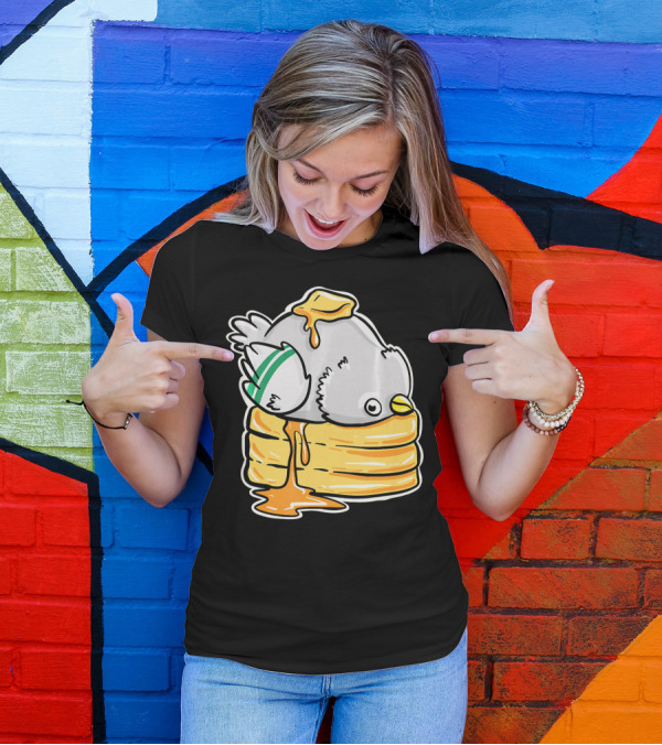 Pigeon Pancake Cute Ringdove Flapjacks Syrup Stack Bird Charm T-Shirt