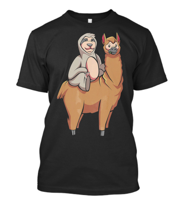 Funny Sloth Riding Llama Cool Animal Laz T-Shirt