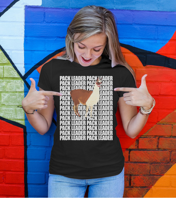 Pack Leader Funny Cute Llama Repeated Background T-Shirt
