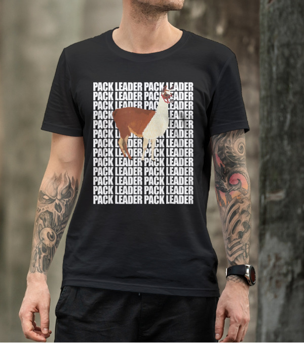 Pack Leader Funny Cute Llama Repeated Background T-Shirt