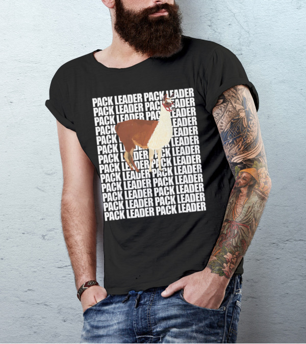 Pack Leader Funny Cute Llama Repeated Background T-Shirt