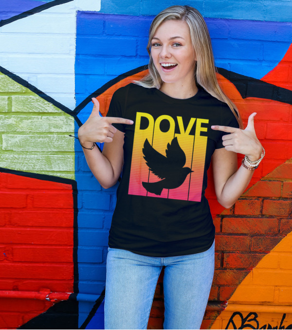 Spooky Dove Bird Retro Sunset T-Shirt