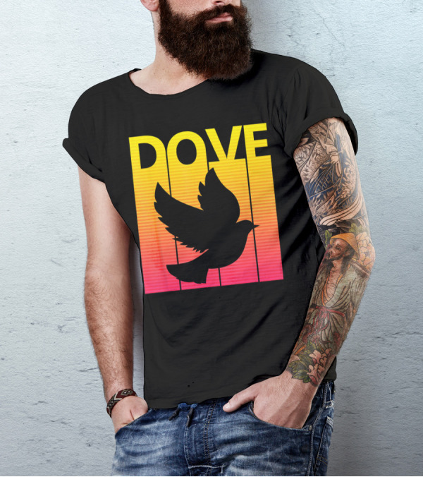 Spooky Dove Bird Retro Sunset T-Shirt