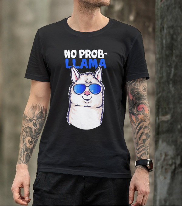 No Prob Llama Alpaca Sunglasses T-Shirt