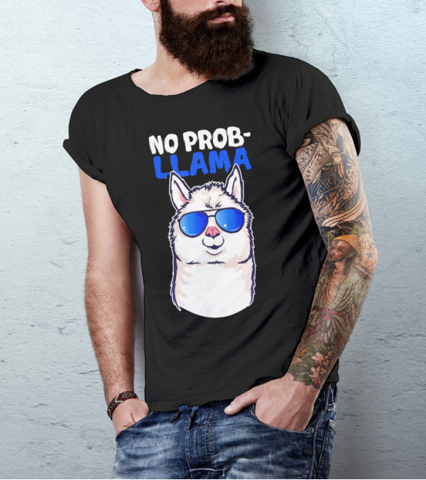 No Prob Llama Alpaca Sunglasses T-Shirt