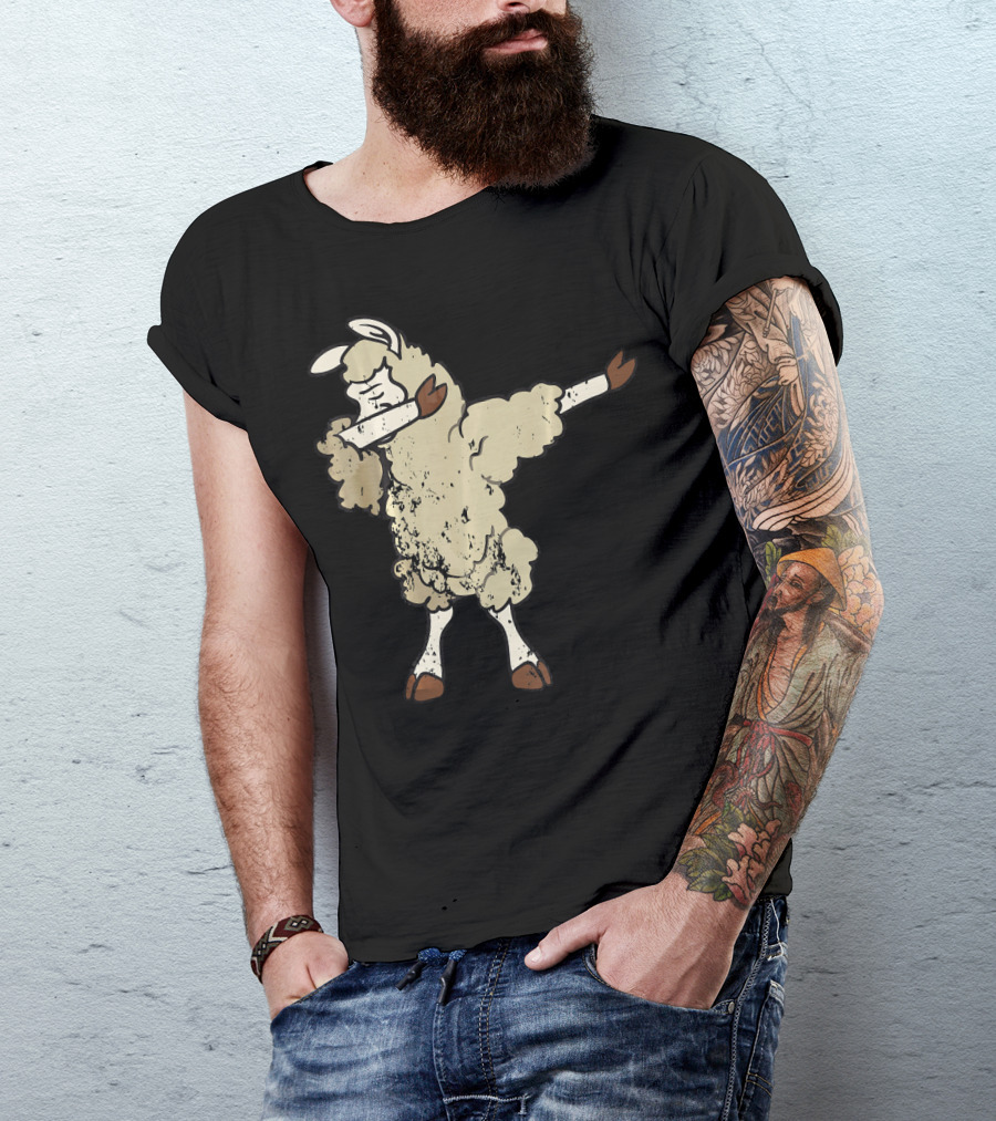 Retro Vintage Grunge Sheep Dabbing Dab T-Shirt