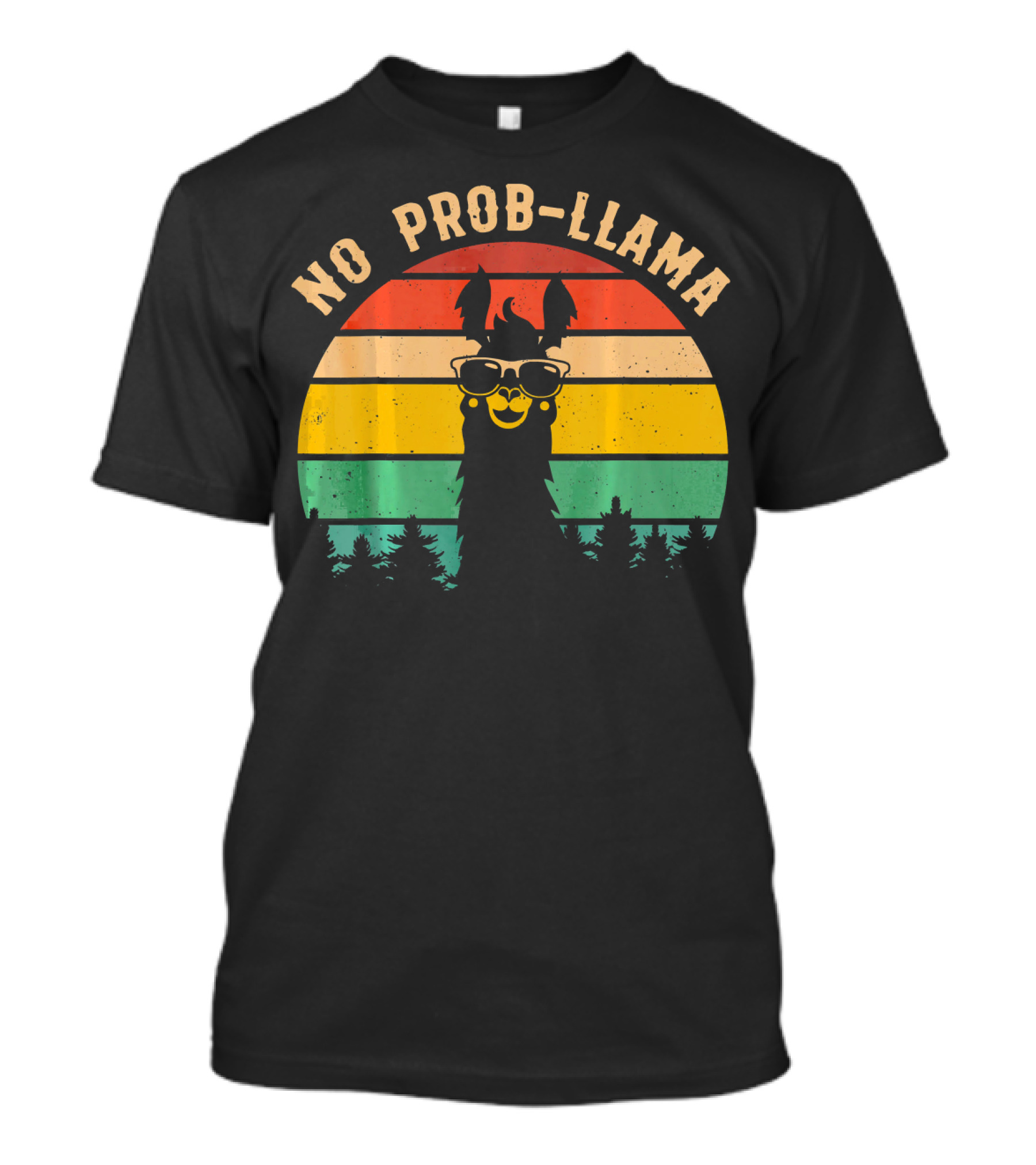 No Prob Llama Retro Vintage Alpac Sunset T-Shirt