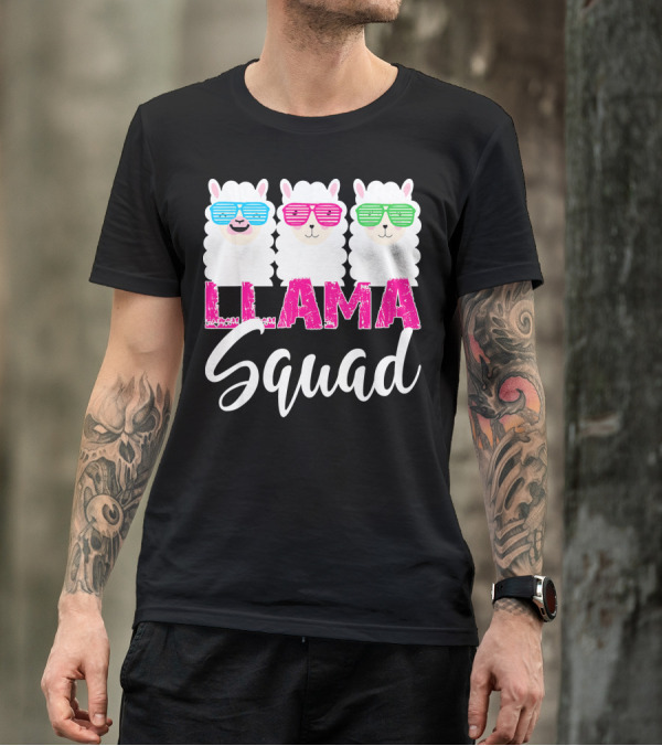Retro 1980s Llama Squad Funny Cute Llama T-Shirt