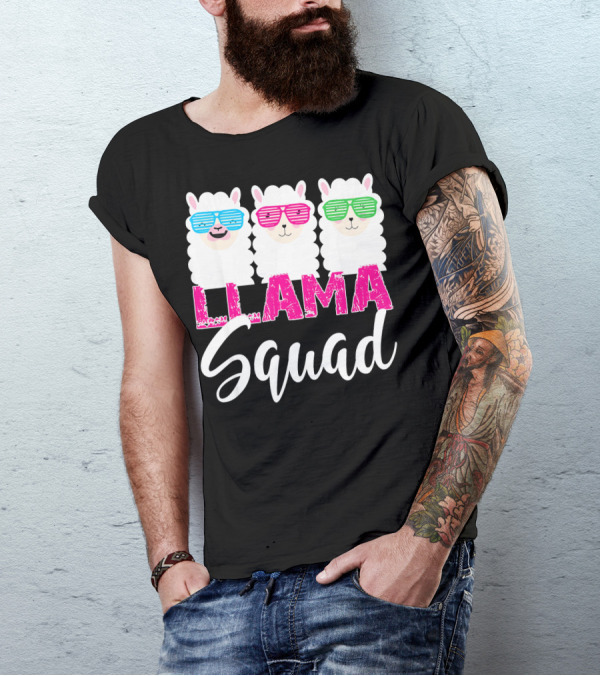 Retro 1980s Llama Squad Funny Cute Llama T-Shirt