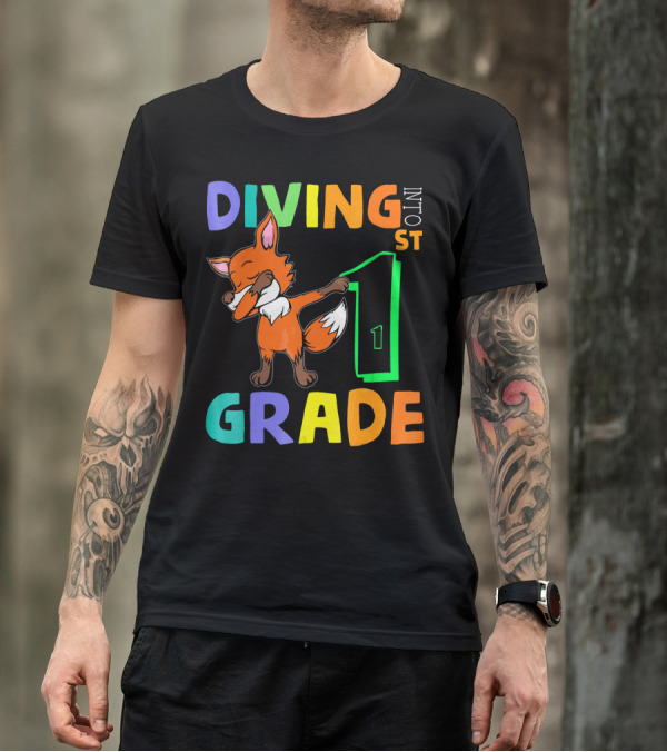 Diving Into 1st Grade Fox Dabbing T-Shirt