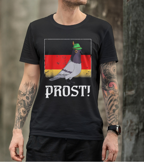 Pigeon Prost Oktoberfest German Flag Beer T-Shirt