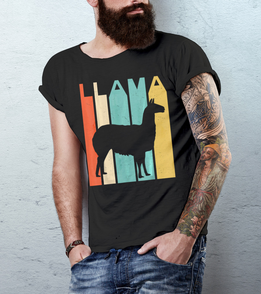 Retro Vintage Llama Love Bold Colorful T-Shirt