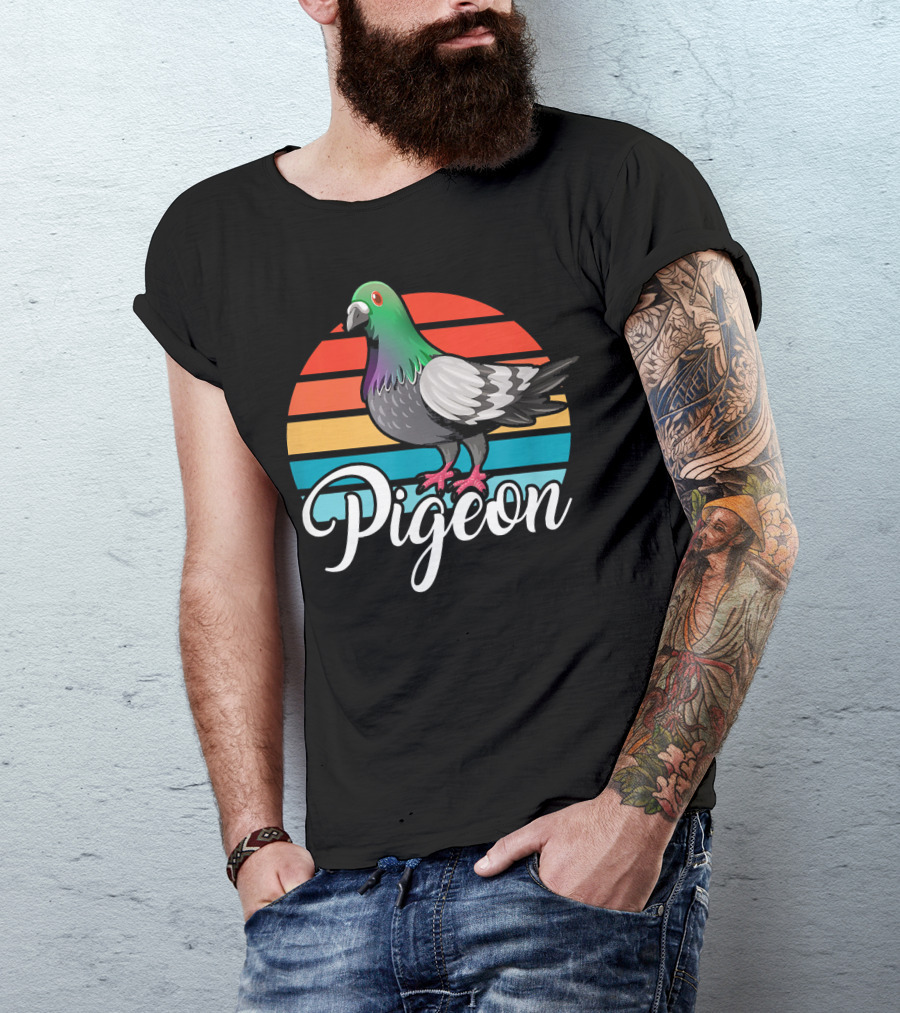 Mens Dove Pigeon Breeder Retro Sunset T-Shirt