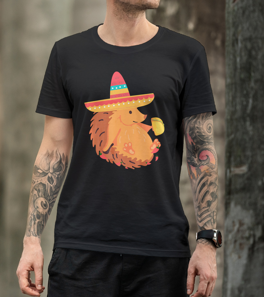 Sombrero Hedgehog With Taco And Mexican T-Shirt