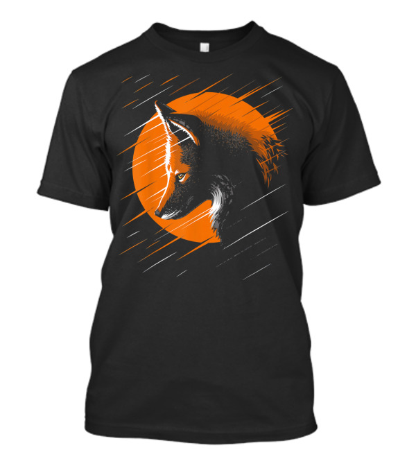 Orange Fox Moon Art Style Lunar Wildlife T-Shirt