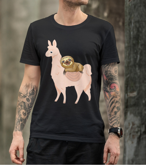 Sloth Riding A Llama Funny Sloth T-Shirt