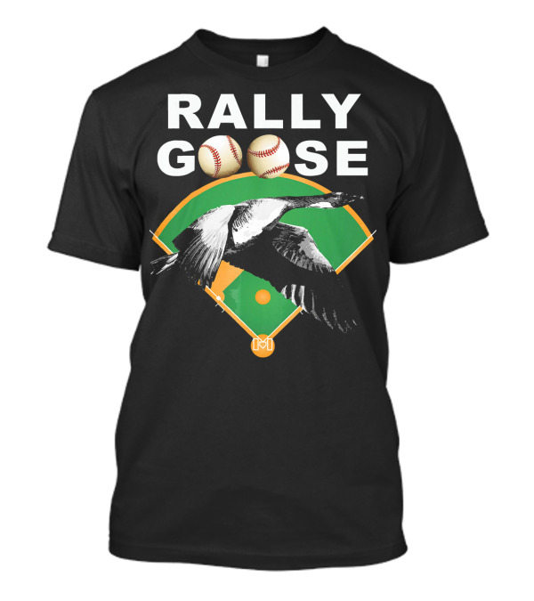 Rally Goose Baseball Bird On Field With Two Baseballs T-Shirt
