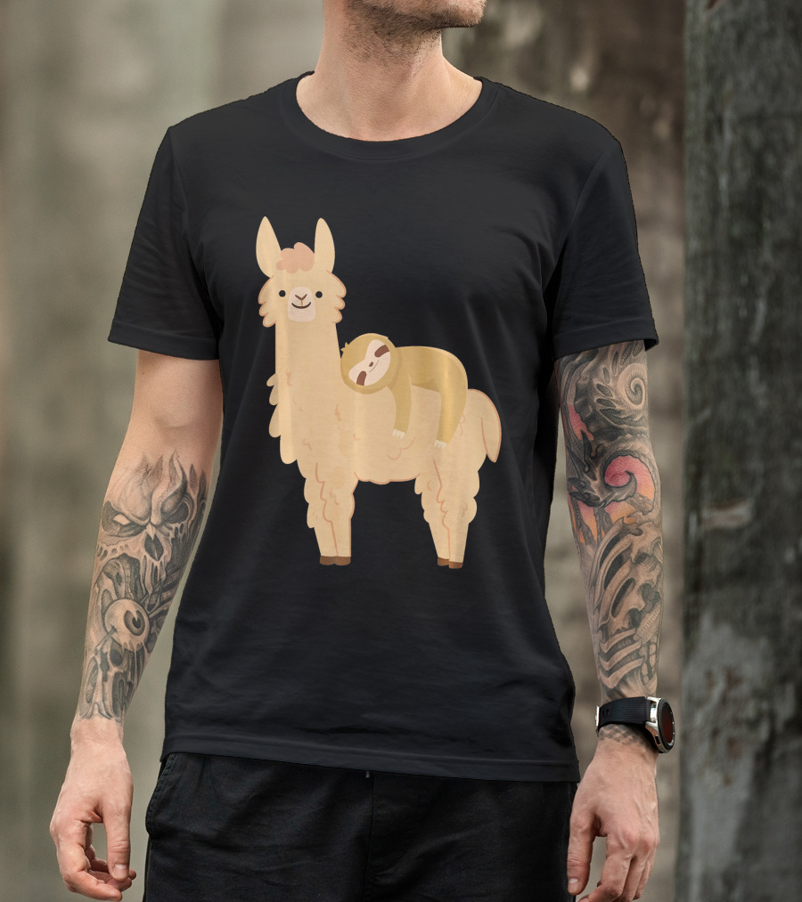 Sloth Napping On Llama T-Shirt
