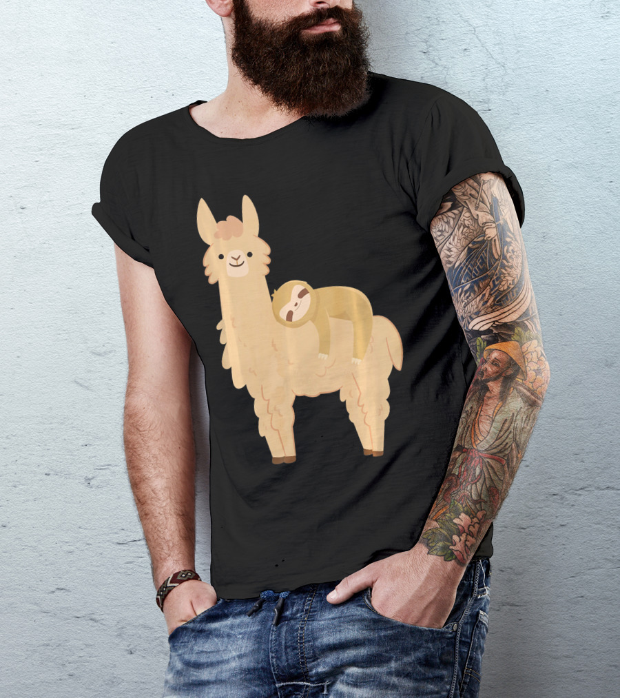Sloth Napping On Llama T-Shirt