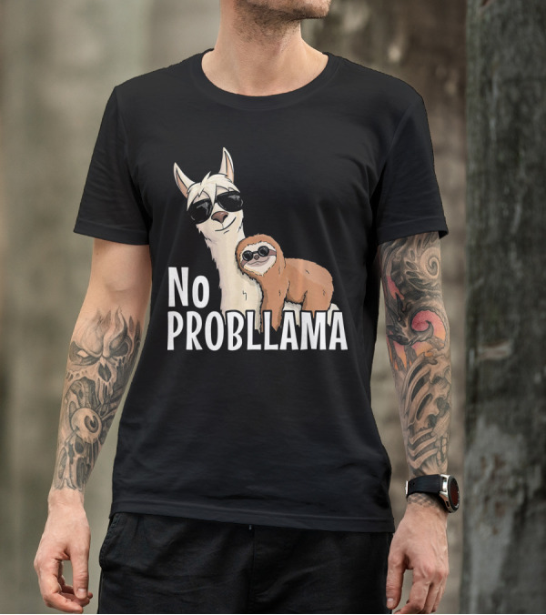 No Prob Llama Funny Llama Sloth Alpaca Lover T-Shirt