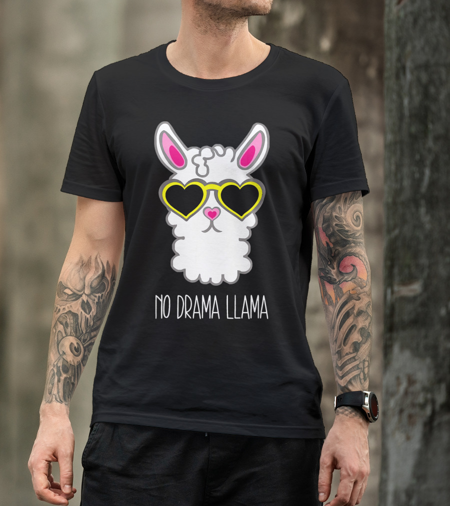 No Drama Llama Heart Sunglasses Summer Fun T-Shirt