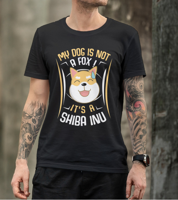 My Dog Is Not A Fox It's A Shiba Inu Cute Cartoon Face T-Shirt
