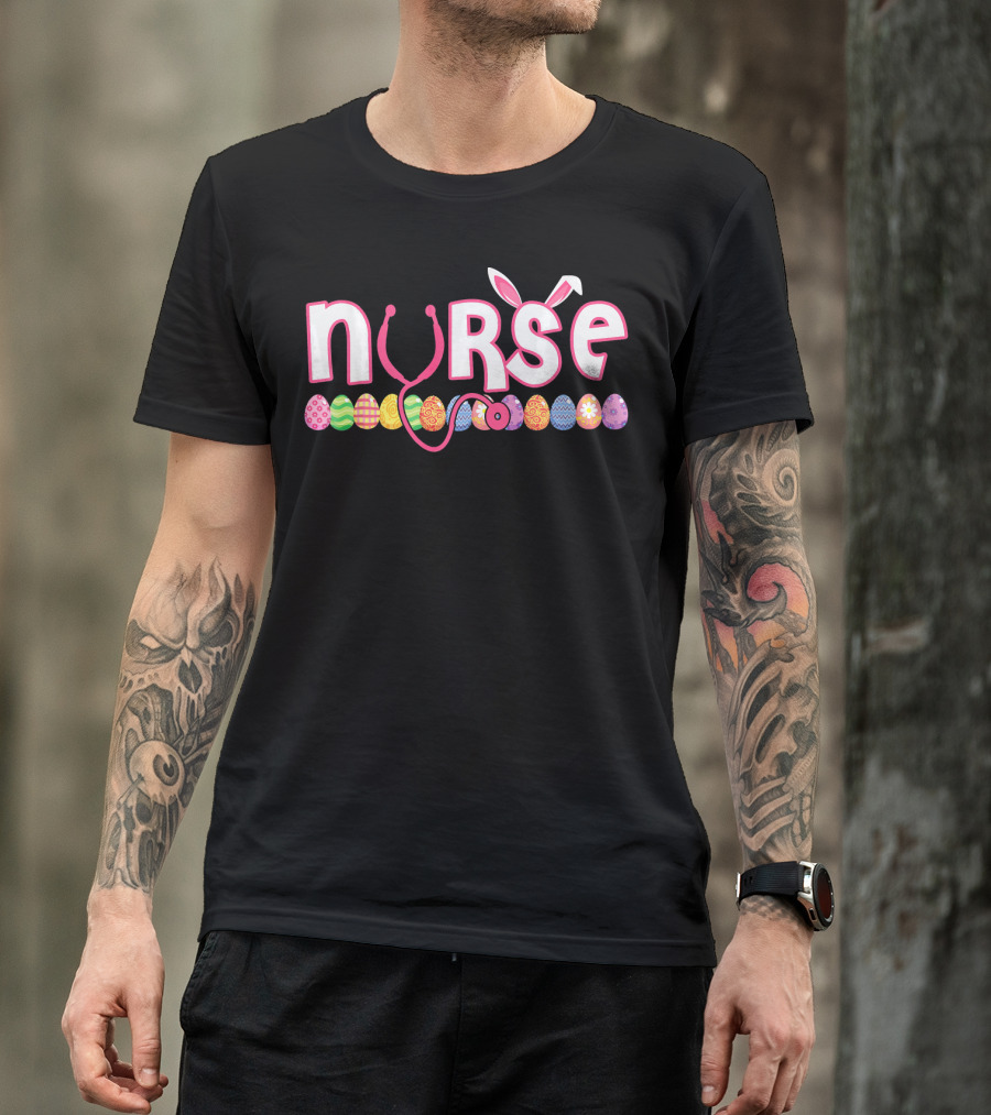 Nurse Easter Bunny Stethoscope Eggs T-Shirt
