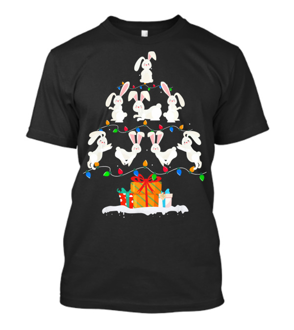 Rabbit Bunny Funny Christmas Tree Ornament With Gifts And Lights T-Shirt