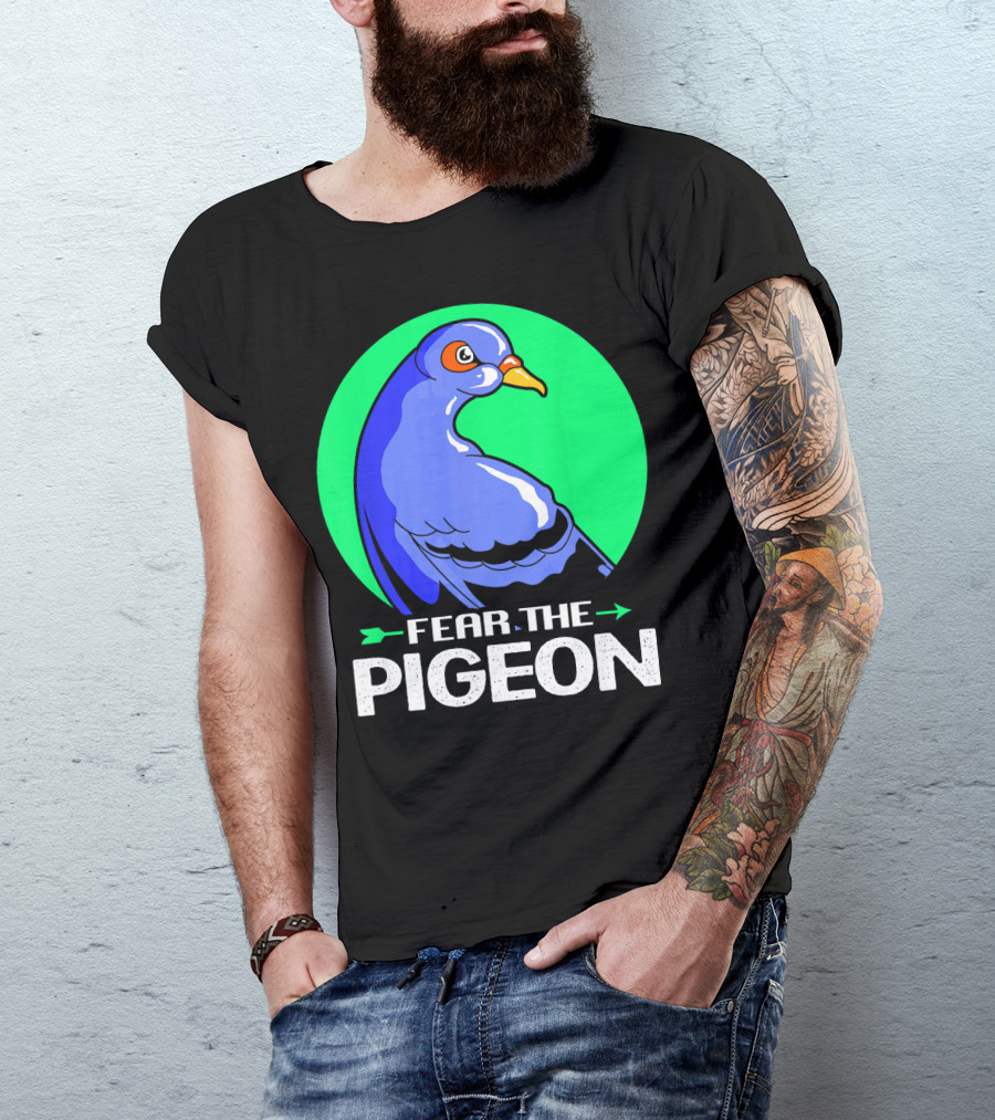 Fear The Pigeon Arrows Bold Green Circle T-Shirt