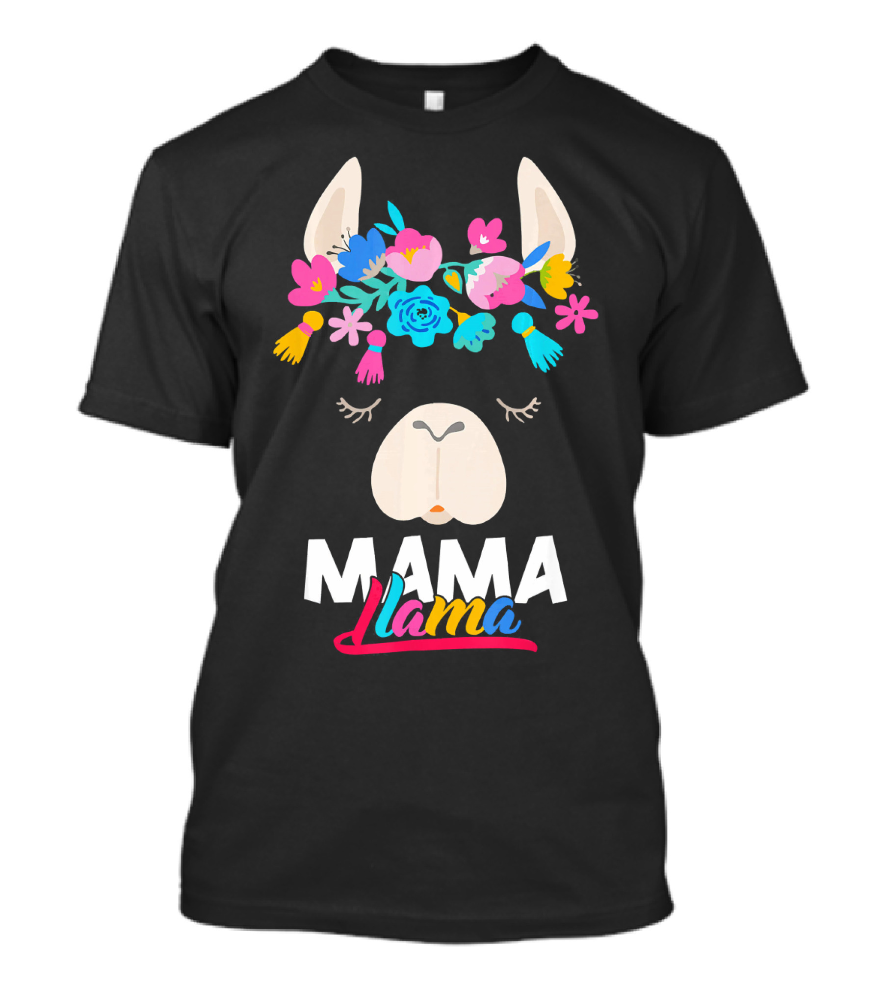 Mama Llama Colorful Floral Crown Fiesta T-Shirt