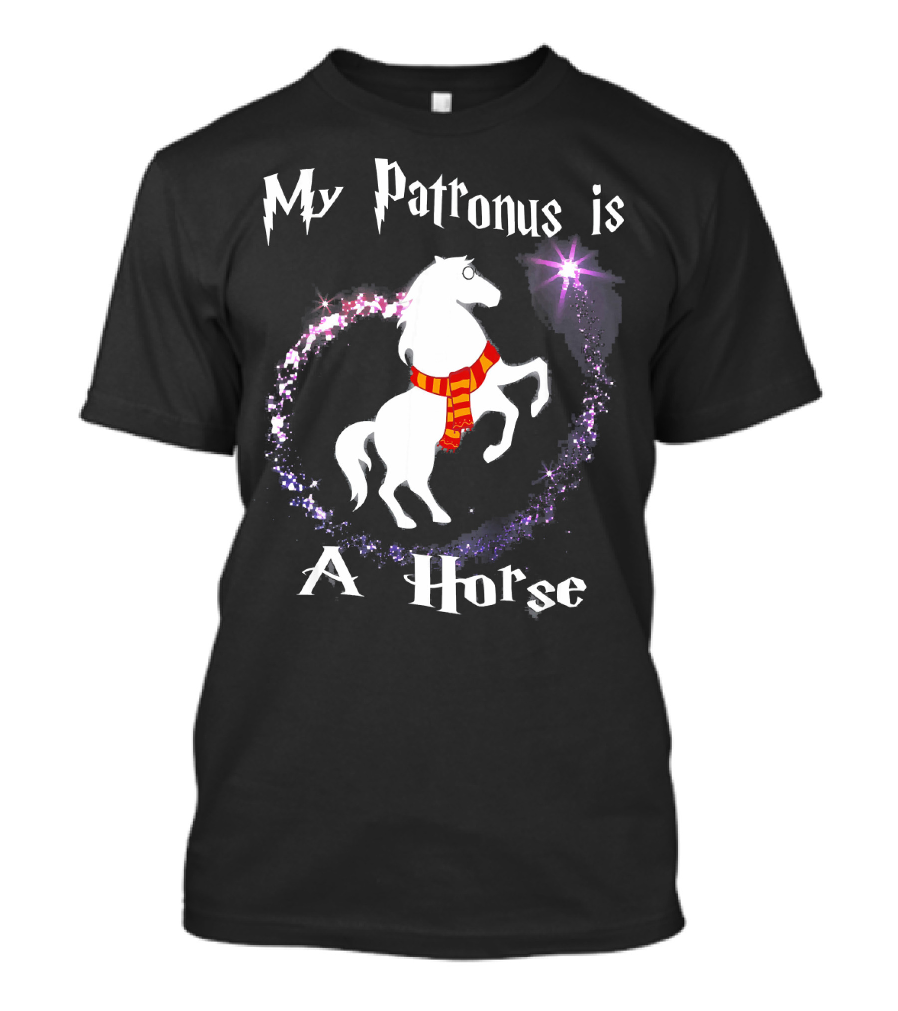 My Patronus Is A Horse Magic Wand Wizarding Scarf T-Shirt